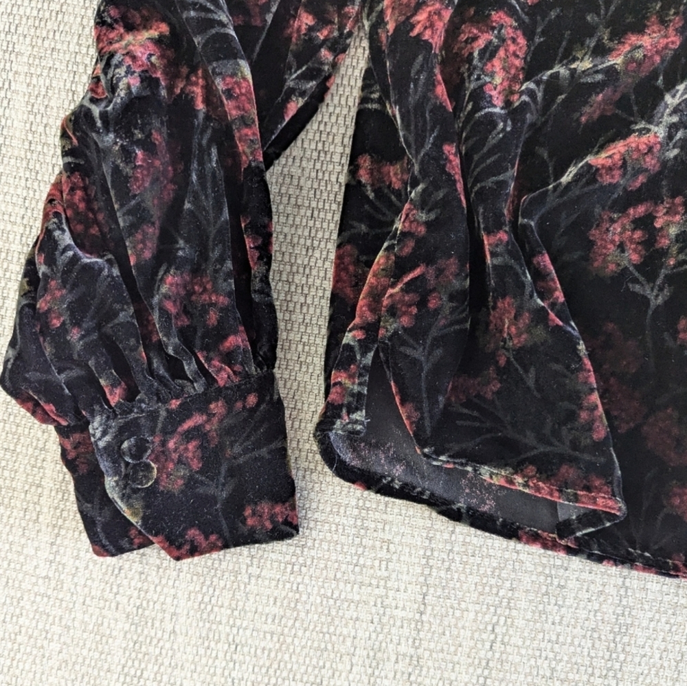 Zara printed velvet floral Charlotte blouse puff sleeve fall - Picture 10 of 13